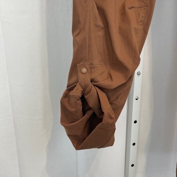 PRANA Halle Pants Zip Fly Roll Up Hike Travel Stretch Nylon Rust Brown 12 SHORT - Picture 8 of 12